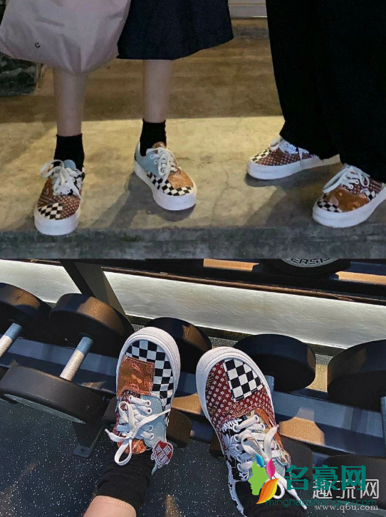 vans era腰果花拼接棋盘格上脚搭配图赏析 vans era腰果花拼接实物图