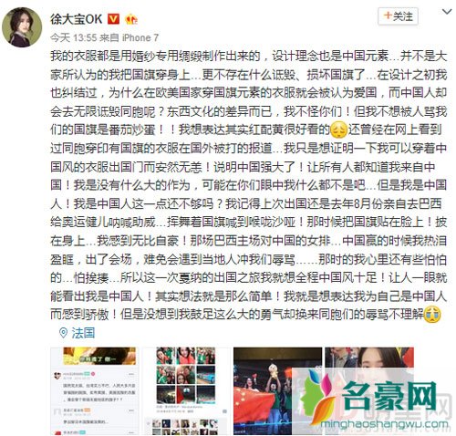 网红徐大宝穿国旗登戛纳 引争议后如此回应