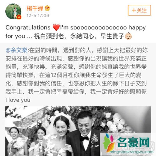 余文乐王棠云结婚 单身男神又少一位