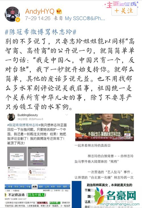 黄毅清呛声林志玲 称其为台独艺人