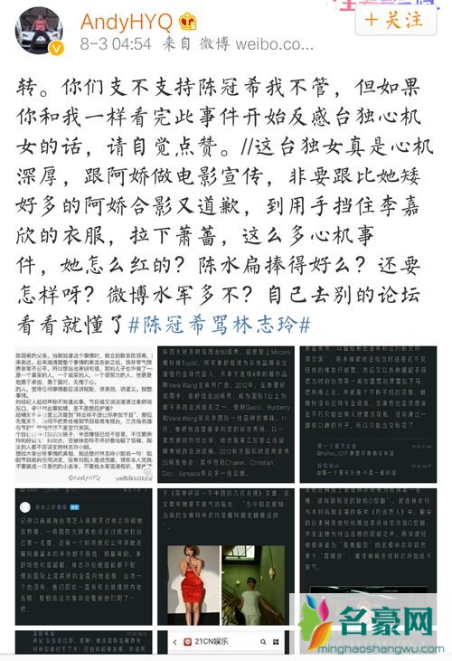 黄毅清呛声林志玲 称其为台独艺人